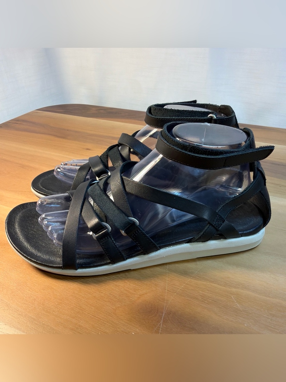 Merrell Women's Sz 9 Black Gladiator Ankle Leather Strappy Sandals Boho Comfort - Picture 4 of 13
